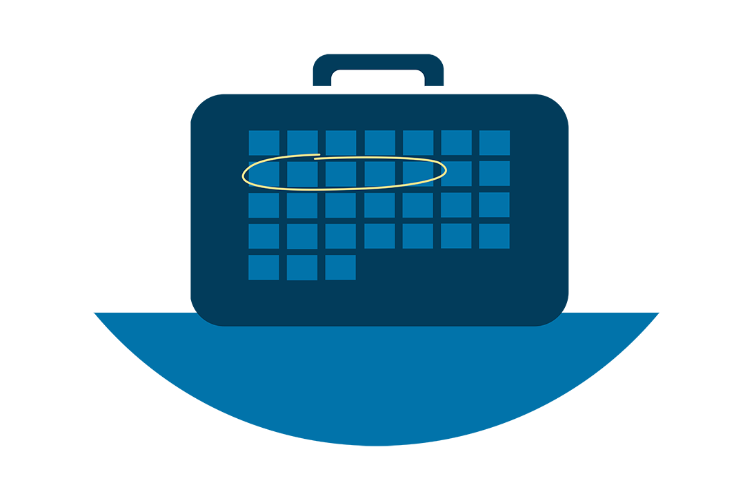 graphic design icon shows a briefcase with screen pixels and a plus sign superimposed