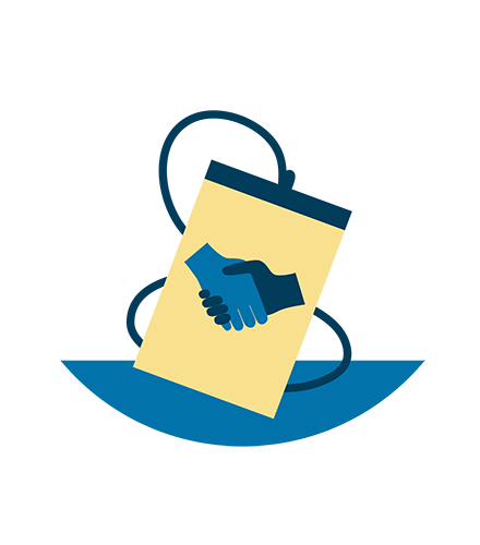 image shows a graphic depicting two people shaking hands