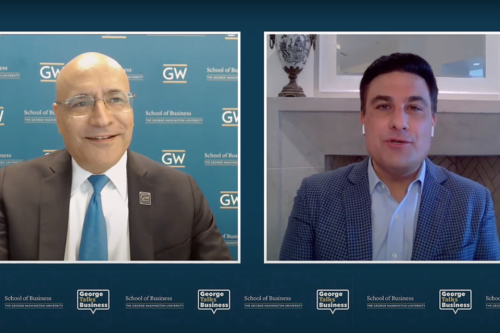 Dean Anuj Mehrotra interviews Nate Morris (CCAS '03), Founder and CEO of Rubicon, in the George Talks Business series