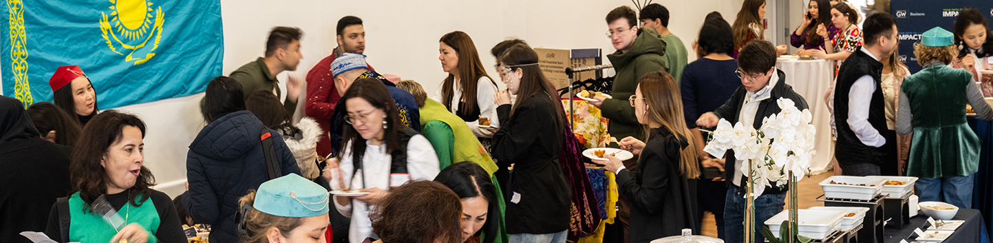 global culture day event with people going up to buffet